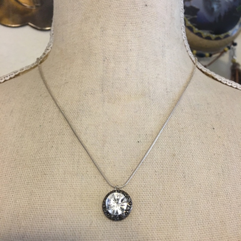 Vintage repurpose faceted glass stone necklace